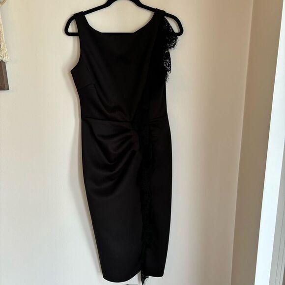 Xscape Nordstrom Women's black sleeveless lace pleat dress size 6 new with  tags!